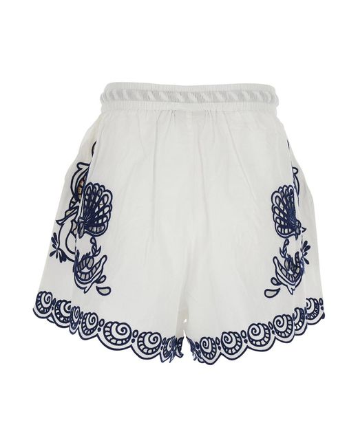 Farm Rio Blue Federica Tosi Garden Tiles Richelieu Shorts