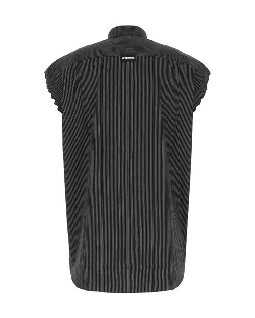 Vetements Black Sleveless Buttoned Shirt for men