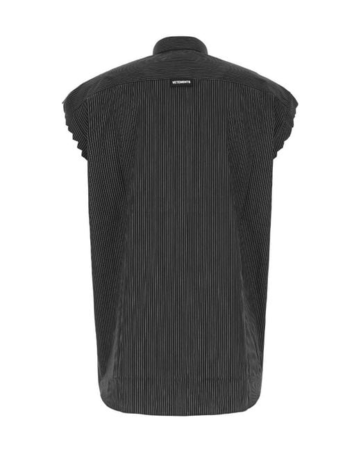 Vetements Black Sleveless Buttoned Shirt for men