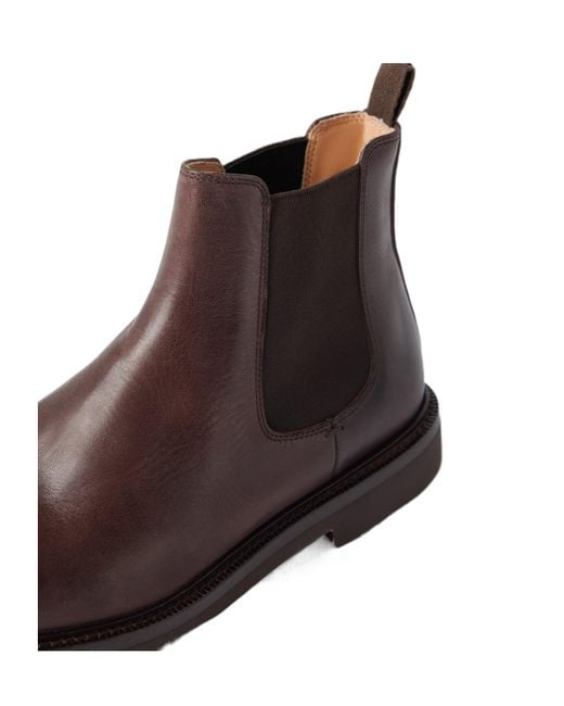 Brunello Cucinelli Brown Round-Toe Chelsea Ankle Boots for men