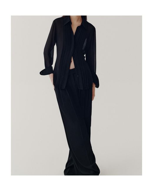 Marella Black Lapel Long Sleeve Shirt