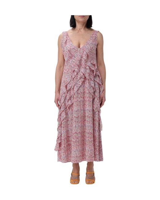 Missoni Red Zigzag-Woven Midi Dress