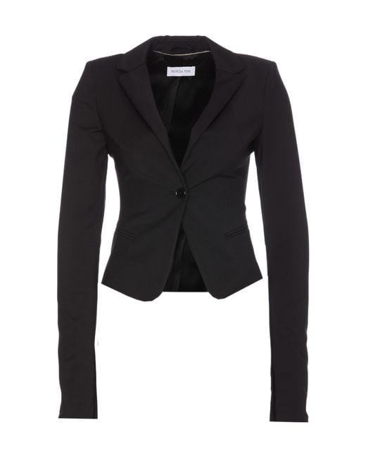 Patrizia Pepe Black Single-Breasted Slit-Sleeve Blazer