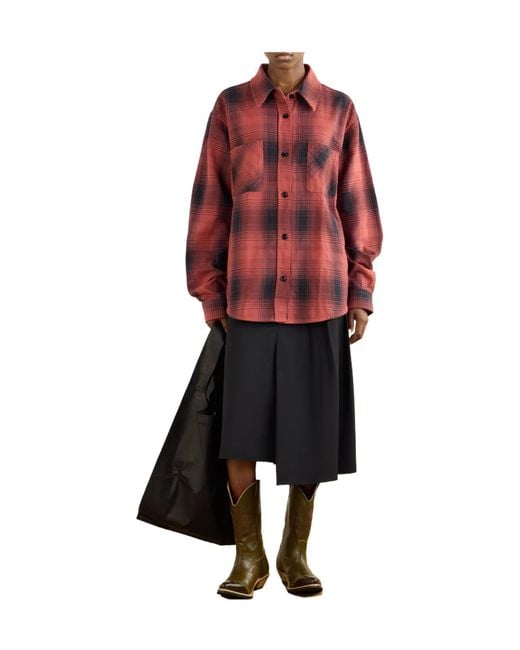 Our Legacy Red Whoppin Checked Cotton Shirt