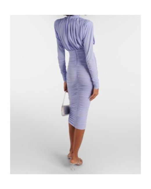 Alex Perry Blue Ruched Crêpe Jersey Midi Dress