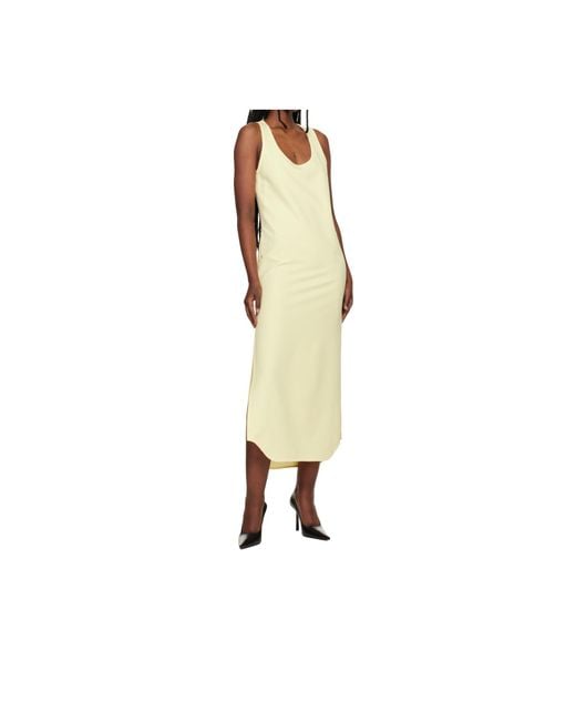 Wardrobe NYC Yellow Scoop-Neck Midi Dress
