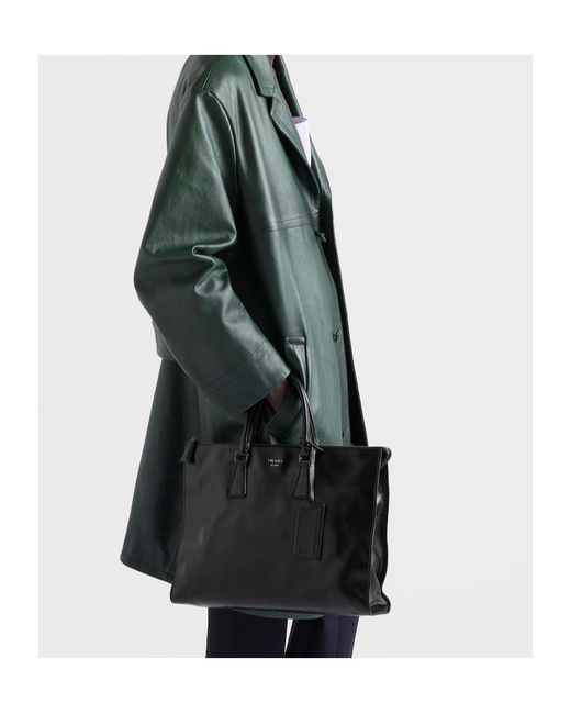 Prada Black Leather Tote Bag for men