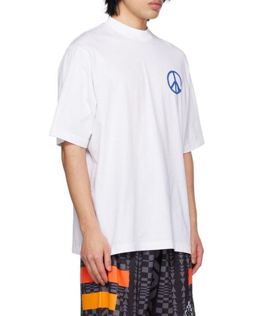 Marcelo Burlon White County Of Milan Crewneck Peace-Logo T-Shirt for men