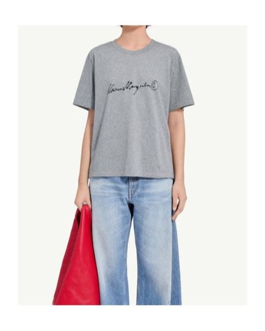 MM6 by Maison Margiela Gray Logo Print T-Shirt