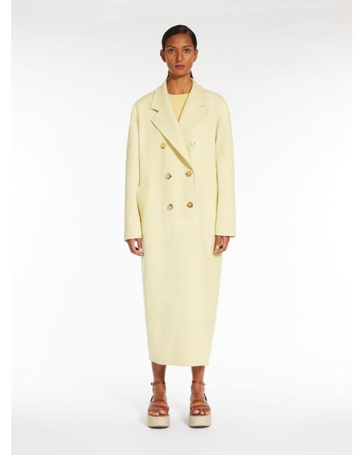 Max Mara White Double-Breasted Wool-Blend Coat