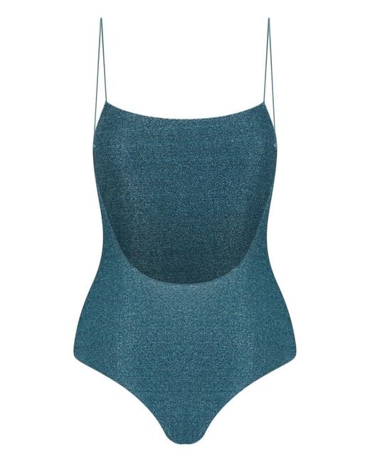 Oseree Blue Oséree Maillot Lurex One-Piece Swimsuit