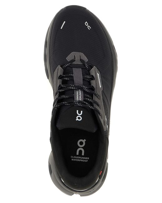 On Shoes Black Cloudrunner 2 Waterproof Sneakers for men