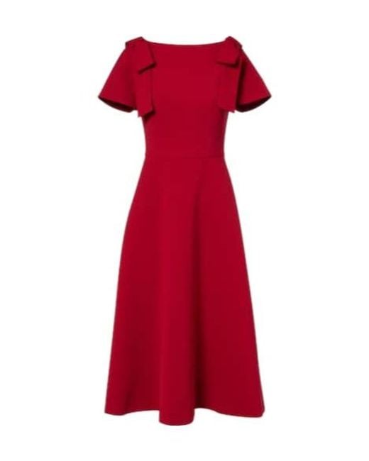 Carolina Herrera Red Bow-Detail Crêpe Midi Dress