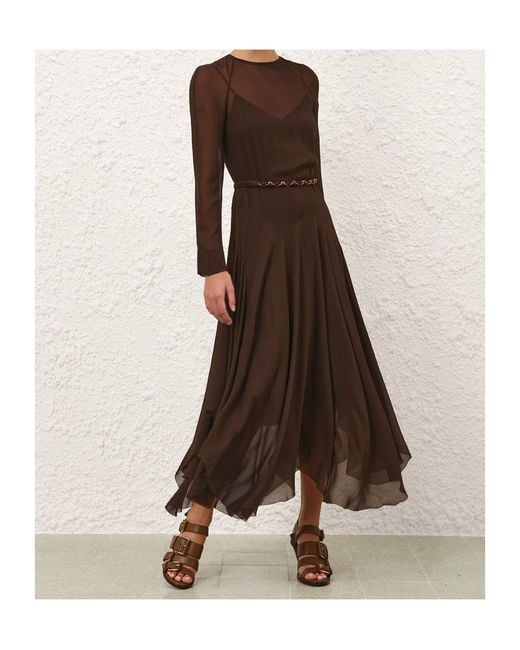 Zimmermann Brown Long Sleeve Dress