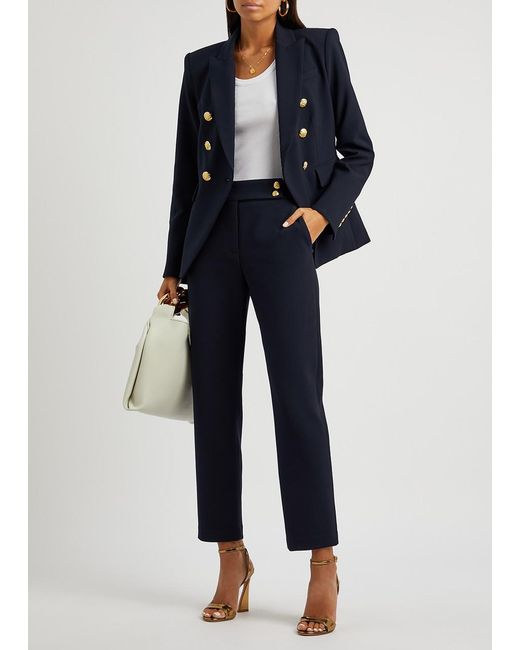 Veronica Beard Blue Renzo Straight-Leg Trousers