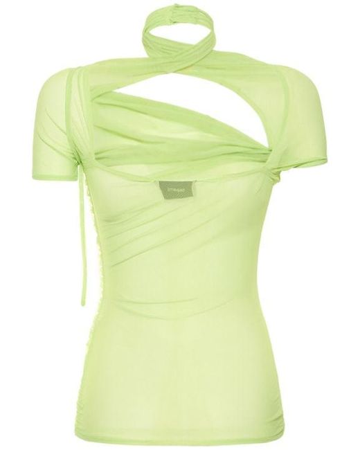 Coperni Yellow Asymmetric Draped Top