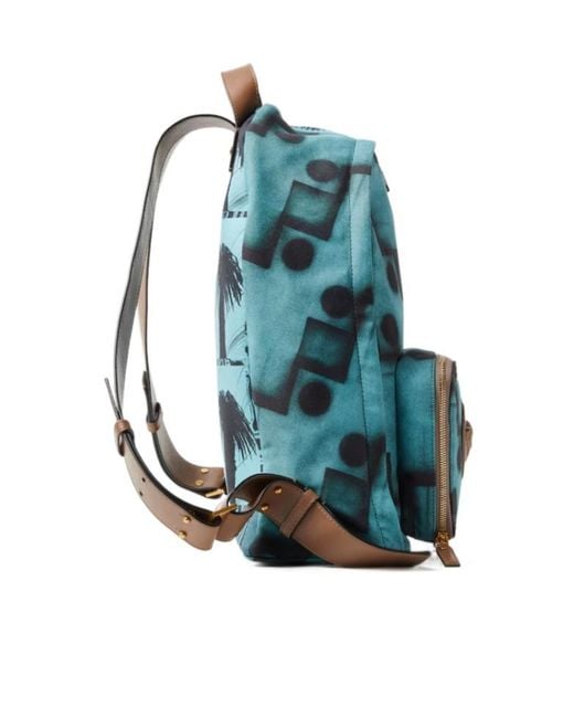 Versace Blue Lou Palm Print Backpack for men
