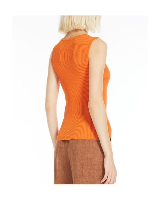 Max Mara Orange Studio Sleevelss Ribbed Tank Top