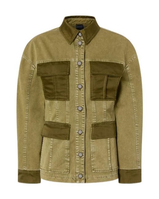 Pinko Green Cotton Bomber Jacket