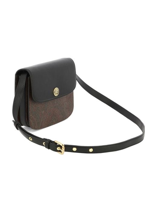 Etro Black Paisley Printed Logo Plaque Crossbody Bag