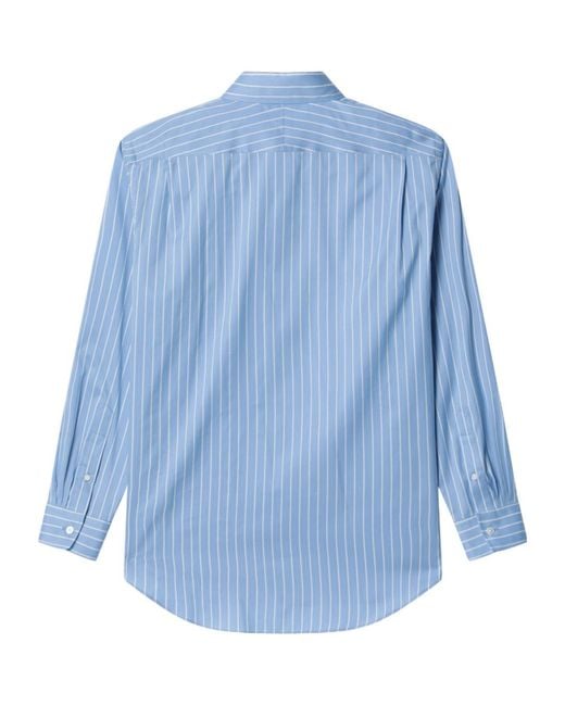 Auralee Blue Light Striped Cotton And Silk Shirt for men