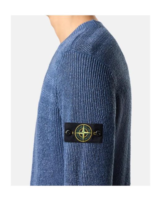 Stone Island Blue Loose Fit Crewneck Jumper for men