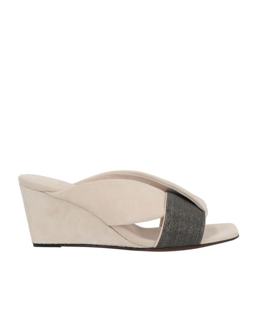Brunello Cucinelli Gray Solid Color Sandals