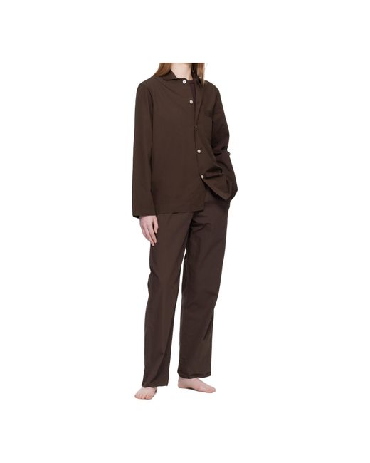 Tekla Brown Long-Sleeved Pajama Shirt for men
