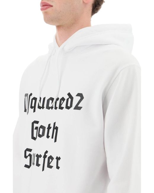 DSquared² White Logo-Print Cotton Hoodie for men