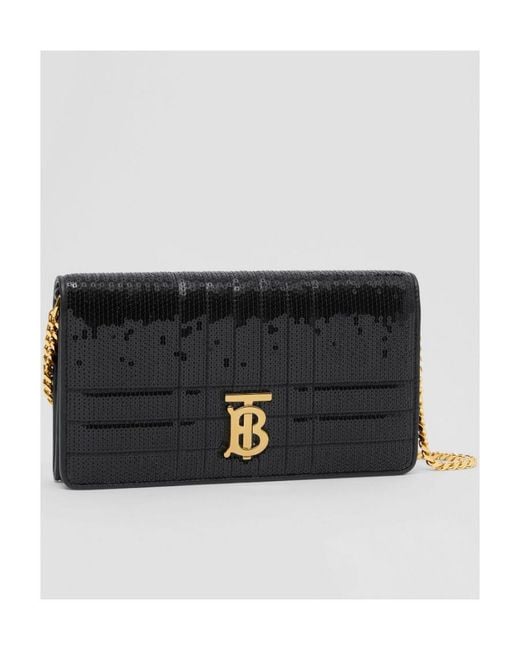 Burberry White Lola Sequin Embellished Wallet-On-Strap