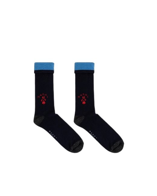 Marni Blue Crest Logo Socks for men