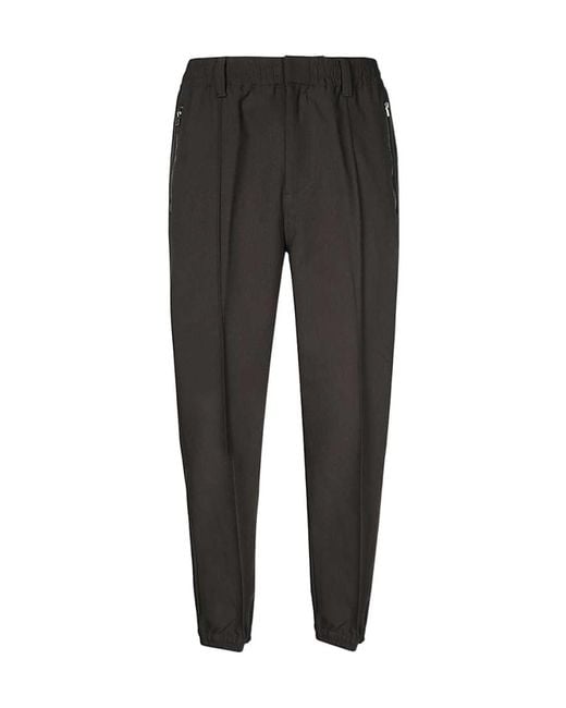 Emporio Armani Black Elasticated-Waist Tapered Trousers for men