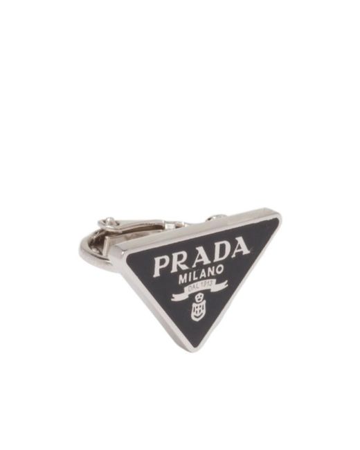 Prada White Symbole Clip Right Earring