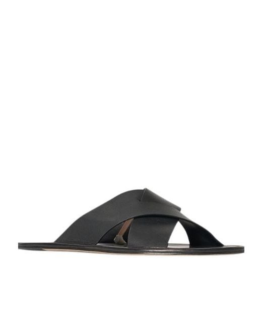 The Row Black Malick Crossed-Strap Sandals for men