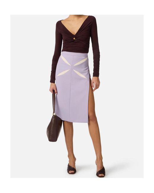 Elisabetta Franchi Purple Long-Sleeved Jersey Top