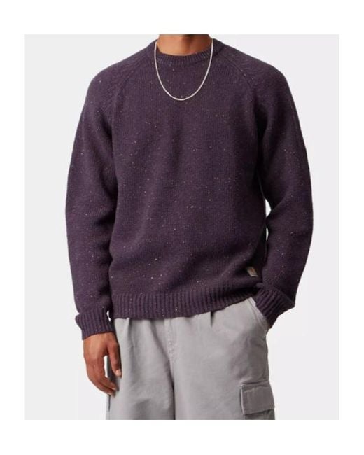 Carhartt Purple Anglistic Crewneck Knitted Jumper for men