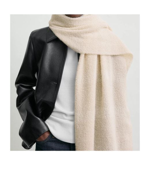Totême White Totême Monogram Jacquard Fringed Scarf