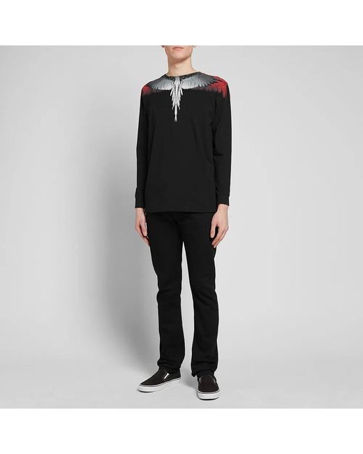 Marcelo Burlon Black Printed Long-Sleeved T-Shirt for men