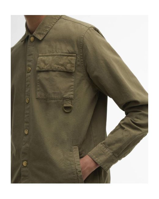 Barbour Green Corduroy-Collar D-Ring Shirt for men