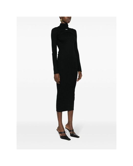 Off-White c/o Virgil Abloh Black High-Neck Stretch Dress