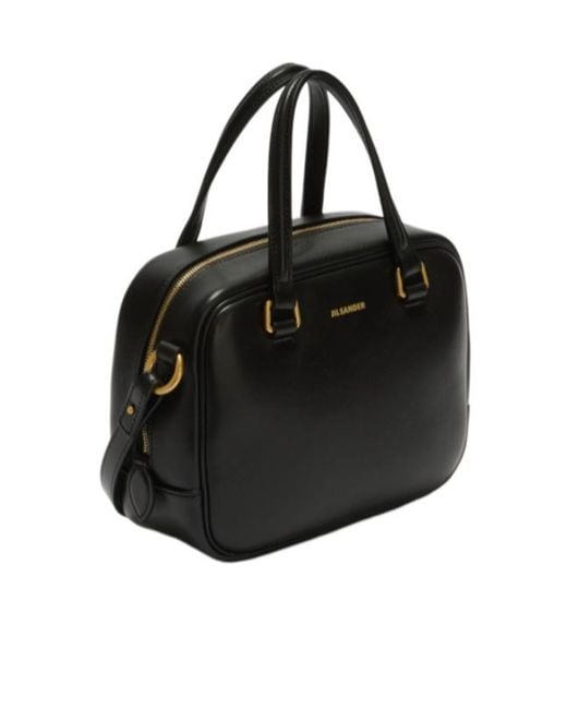 Jil Sander Black Structured Zip Shoulder Bag