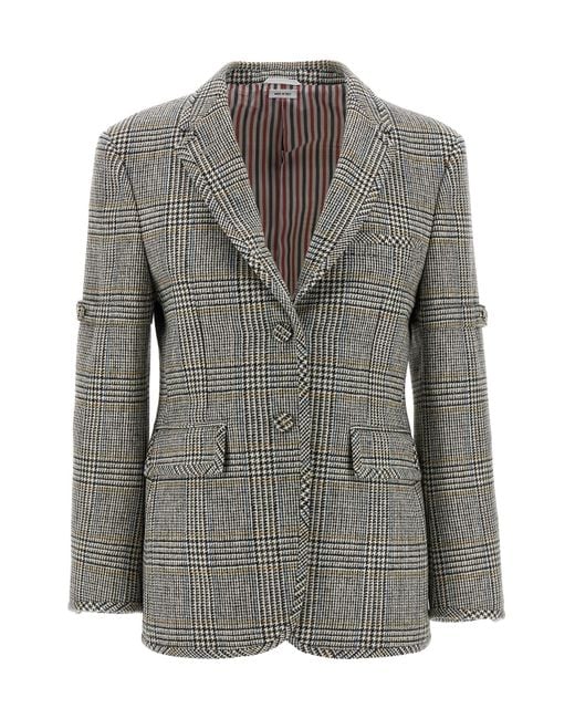 Thom Browne Gray Checked Single-Breasted Blazer
