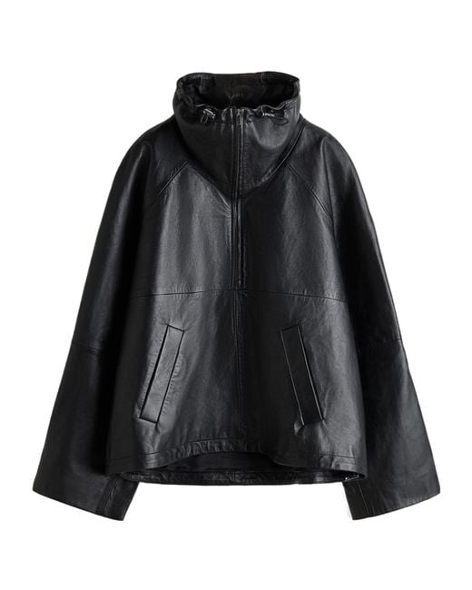 Rohe Black Long-Sleeved Leather Jacket