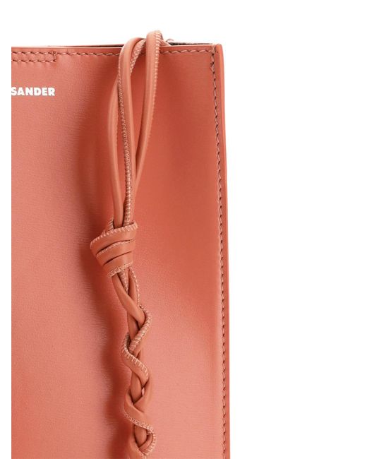 Jil Sander Pink Tangle Small Logo Embossed Crossbody Bag