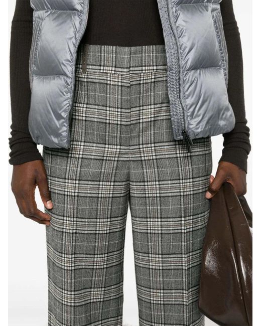 Peserico Gray Tartan-Check Trousers