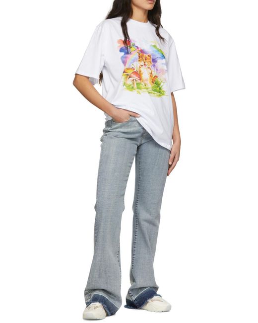 MSGM White Round-Necked T-Shirt