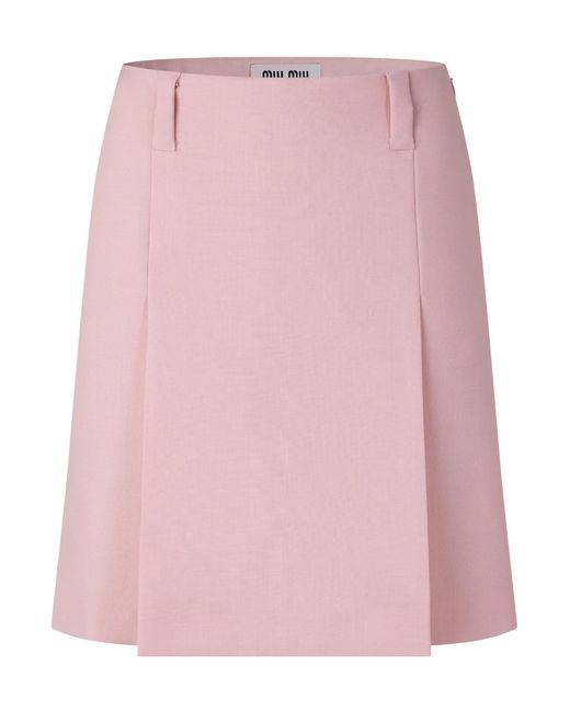 Miu Miu Pink Solid High-Waisted Wrap Mini Skirt