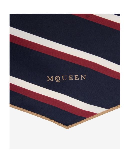 McQueen Blue College Stripe Losange Scarf