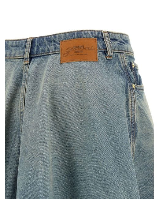 Ganni Blue Tint Rigid Denim Skirt