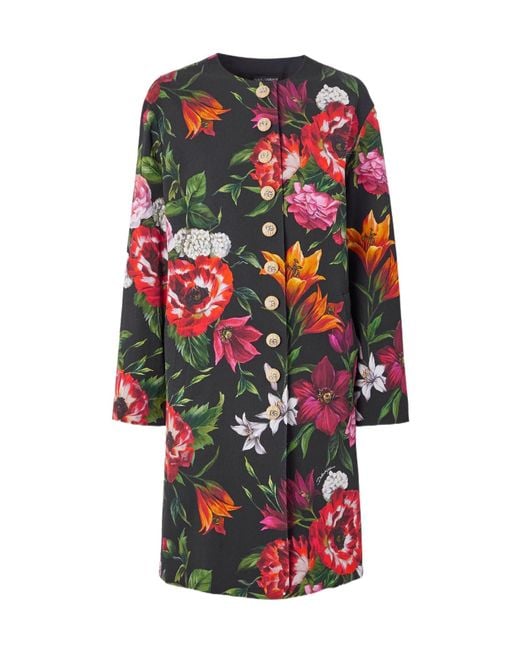 Dolce & Gabbana White Floral-Print Coat